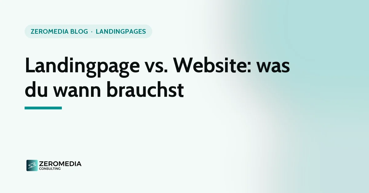 Landingpage vs. Website: Titelgrafik zum Ratgeber „Landingpage vs. Website: was du wann brauchst“